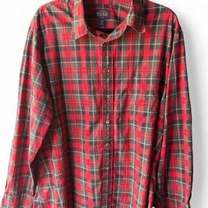 Vintage Kenneth Gordon KSG Signature Red Tartan Plaid Button-Up Shirt XL